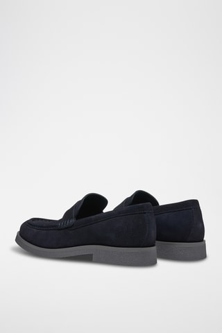 Mocassins en cuir de veau nubuck - Bleu marine
