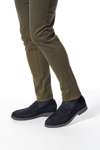 Mocassins en cuir de veau nubuck - Bleu marine
