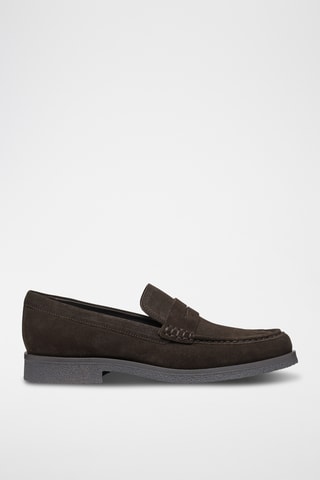 Mocassins en cuir de veau nubuck - Marron foncé