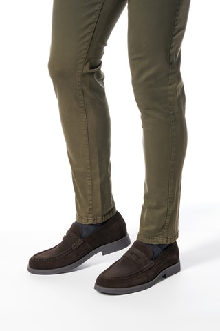 Mocassins en cuir de veau nubuck - Marron foncé