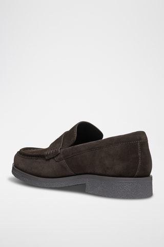 Mocassins en cuir de veau nubuck - Marron foncé
