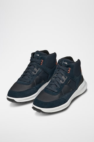 Baskets montantes en cuir - Bleu marine