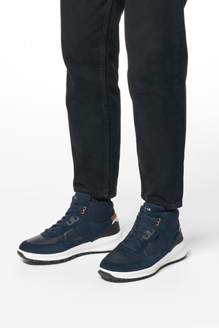 Baskets montantes en cuir - Bleu marine