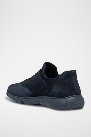 Baskets en cuir de veau nubuck - Bleu marine