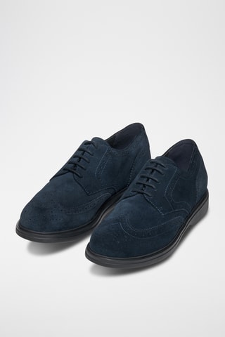 Richelieus en nubuck - Bleu marine