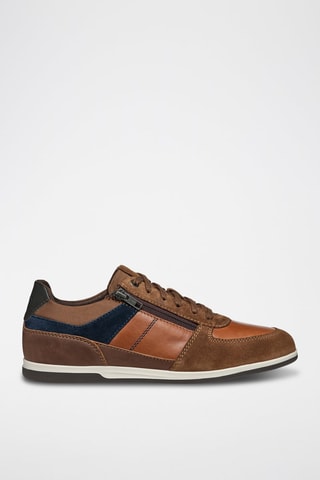 Baskets en cuir Renan - Marron et bleu marine