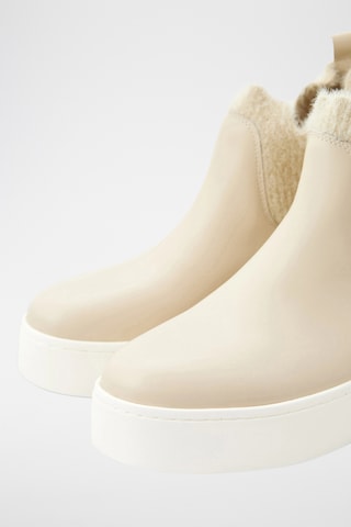 Gevoerde Leren Enkellaarzen - Beige