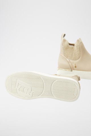 Gevoerde Leren Enkellaarzen - Beige