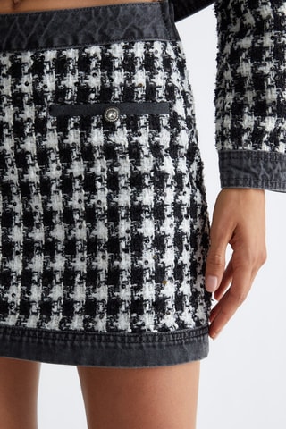 Rechte Tweed Rok - Zwart