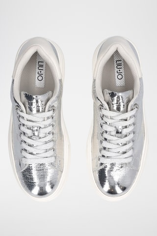 Leren Platform Sneakers - Zilverkleurig