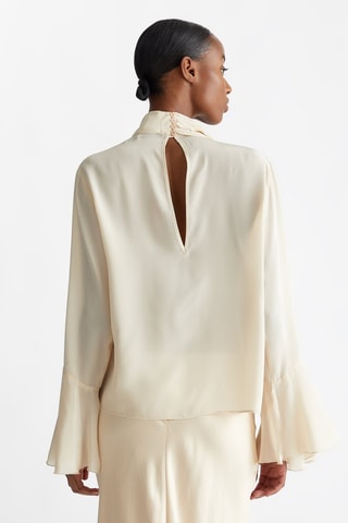 Gedrapeerde Zijden Top - Beige