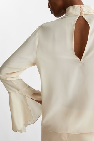 Gedrapeerde Zijden Top - Beige