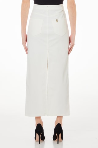Lange Velours Rok Hoge Taille - Wit