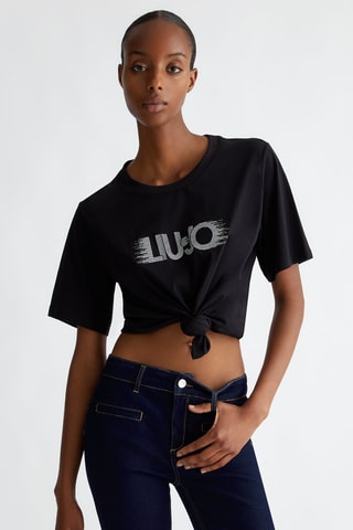 Geknoopt T-shirt - Zwart