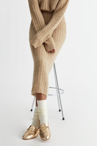 Lange Alpacawollen Rok - Beige