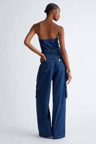 Strapless Spijkerplaysuit - Blauw