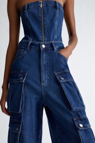 Strapless Spijkerplaysuit - Blauw