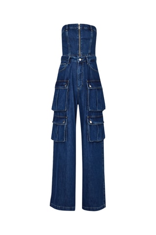 Strapless Spijkerplaysuit - Blauw