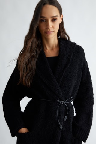 Wollen en Kasjmier Vest met Capuchon - Zwart