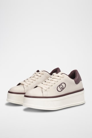 Leren Platform Sneakers - Ecru