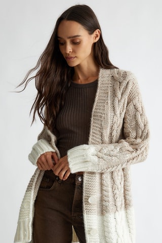 Lang Wollen en Alpacawollen Vest - Beige