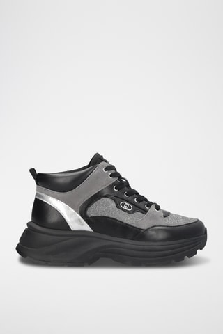 Leren Platform Sneakers - Zwart