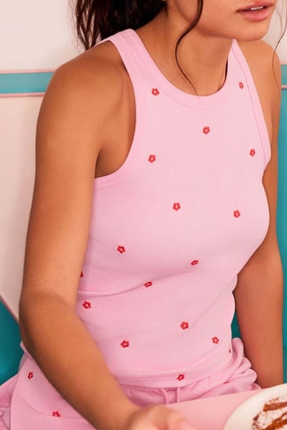 Débardeur de pyjama Broderiz - Rose