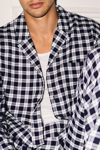 Chemise de pyjama Stripflanelliz - Bleu marine et écru