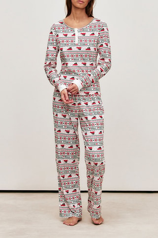 Pantaloni pigiama Xmasjacquiz - Rosso ed ecrù