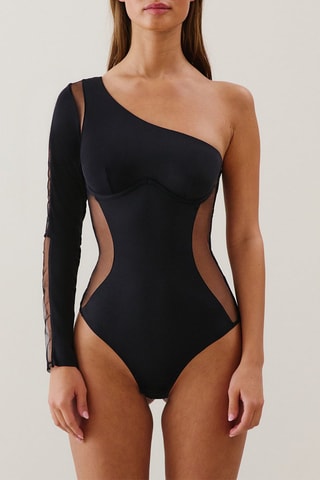 Body asimmetrico Warreniz - Nero