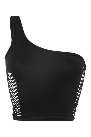 Crop top asymétrique Laceseamiz - Noir - Undiz