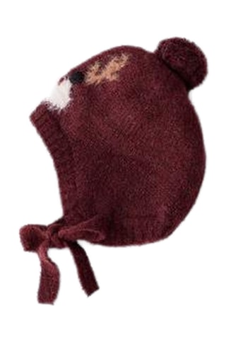 Muts met pompons - Bordeauxrood