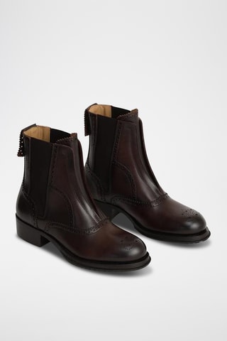 Botins Chelsea em couro - Castanho