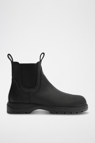 Botins Chelsea em couro - Preto