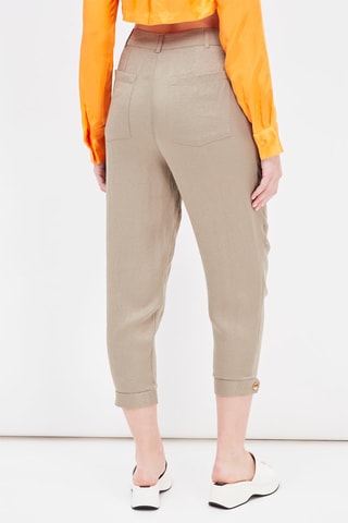 Calças jogger 7/8 cintura subida Bege