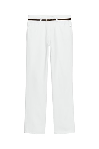Jeans straight de cintura subida - Branco