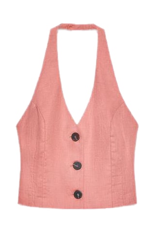 Top em linho - Coral
