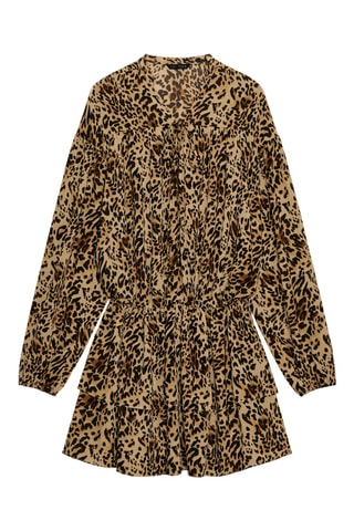 Vestido com folhos - Castanho
