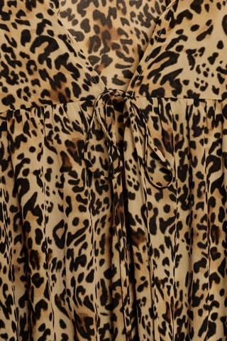 Vestido com folhos - Castanho