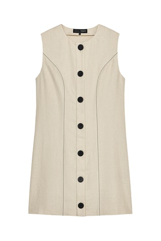 Vestido direito em linho - Cru