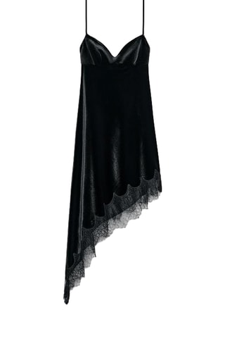 Vestido trapézio de veludo - Preto