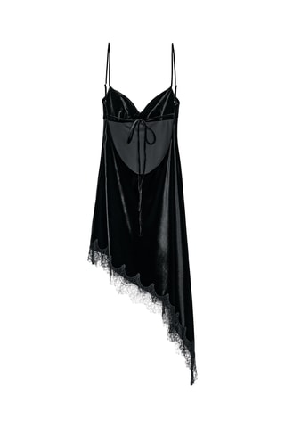 Vestido trapézio de veludo - Preto