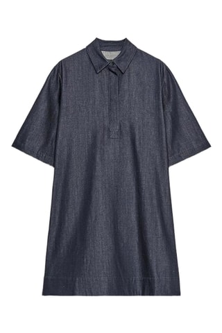Vestido direito de ganga - Azul-escuro