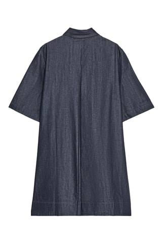 Vestido direito de ganga - Azul-escuro