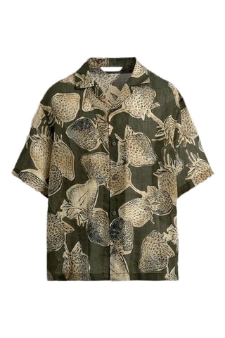 Camisa em rami - Caqui e bege