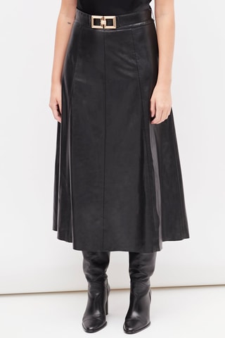 Saia midi cintura subida Preto