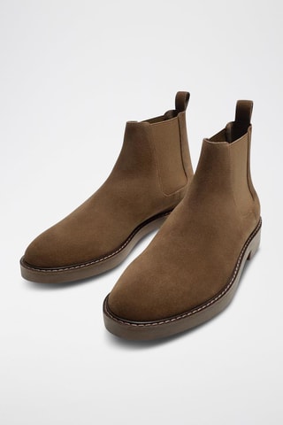 Botins Chelsea em nobuck - Camel