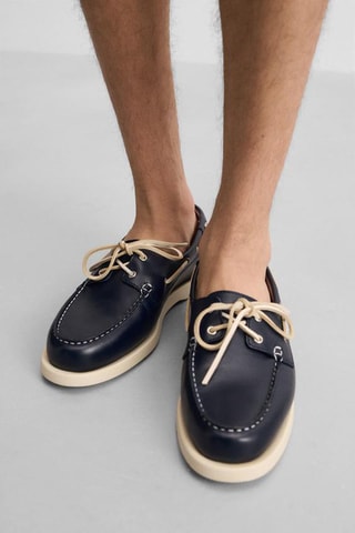 Sapatos de vela em couro - Azul-marinho