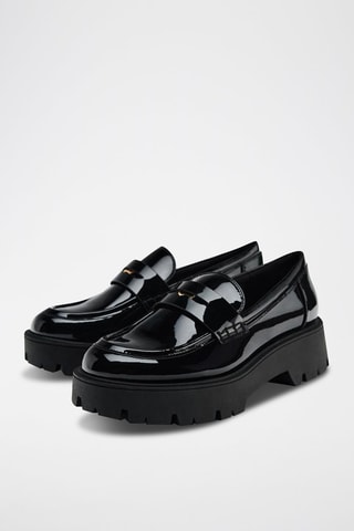 Mocassins com plataforma envernizados - Preto