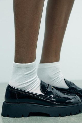 Mocassins com plataforma envernizados - Preto